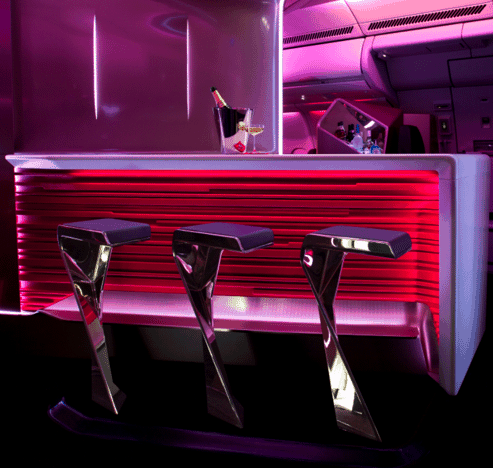 The bar in Virgin Atlantic Upper Suite