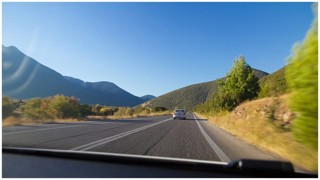 Driving along a sunny main road in the Peloponnese, Greece - Best Peloponnese Itineraries