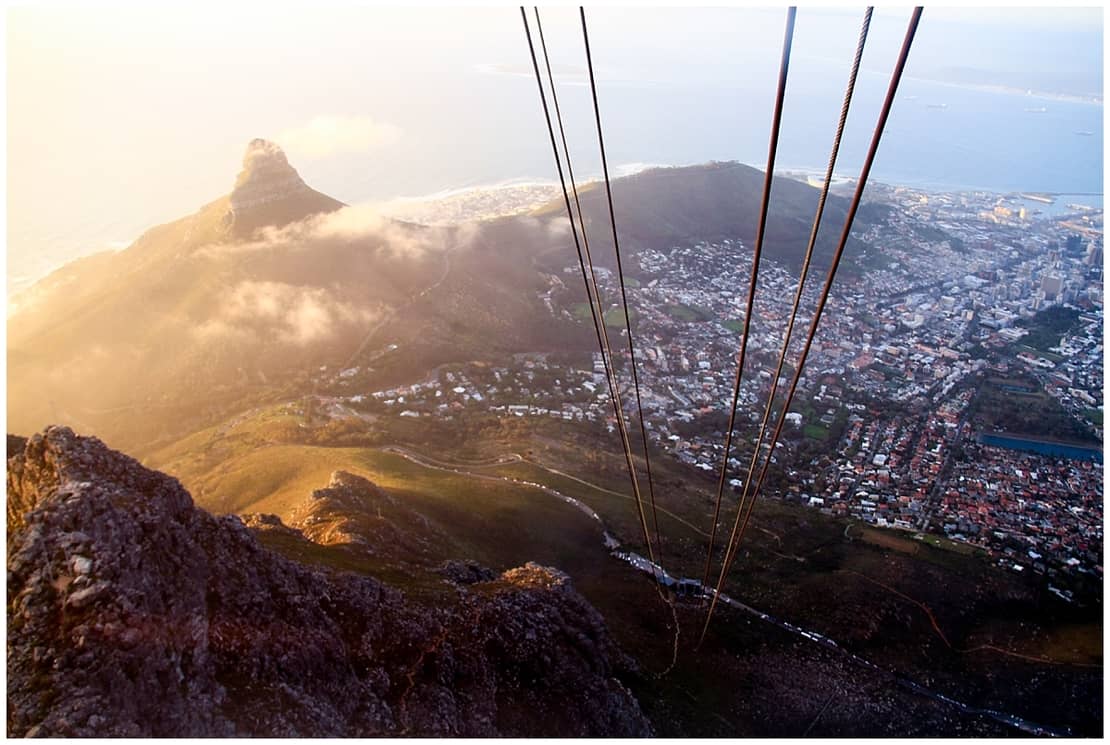 View from Table Mountain Cape Town looking down at Bo Kaap