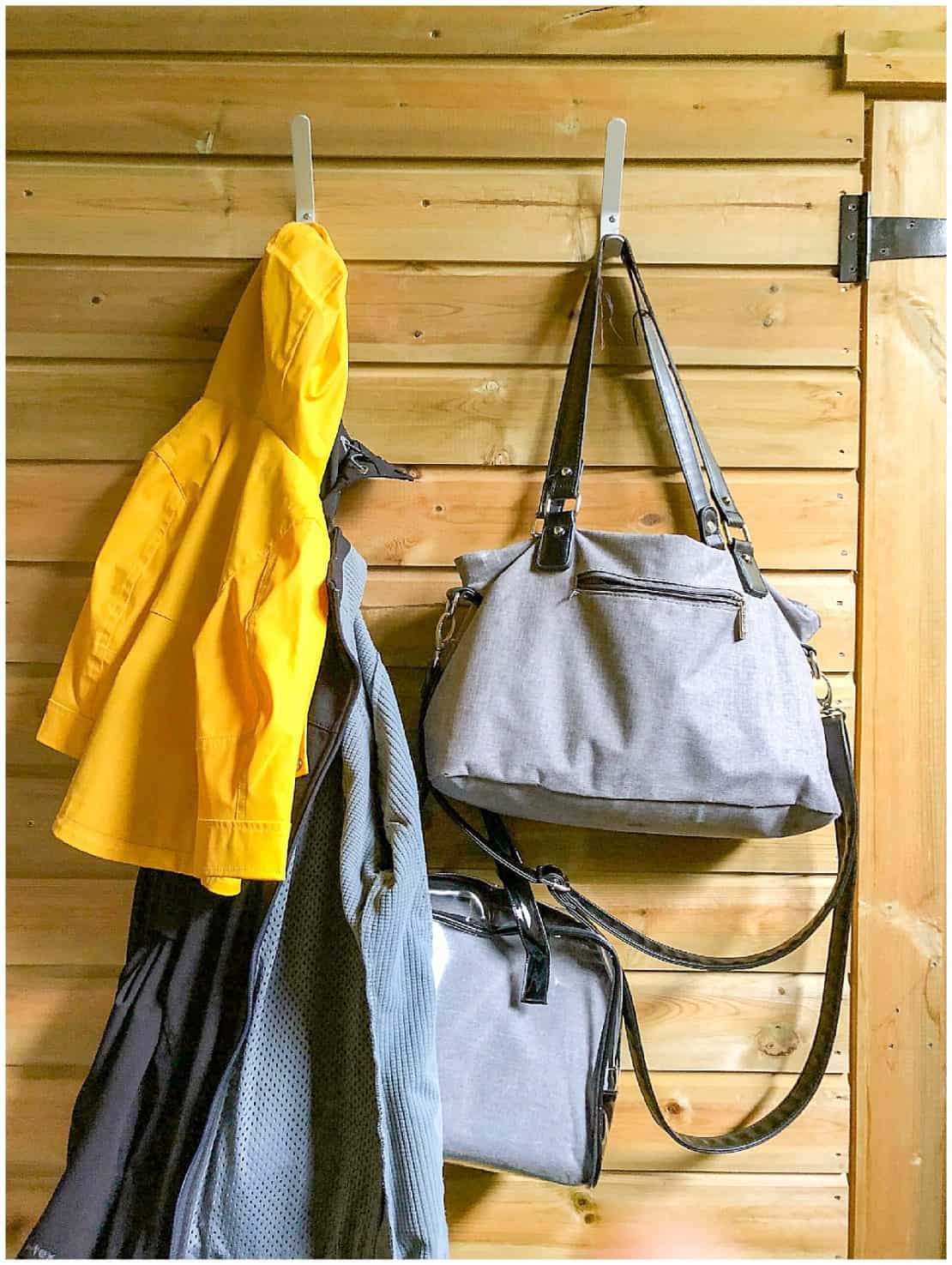 Bag and coats hanging up