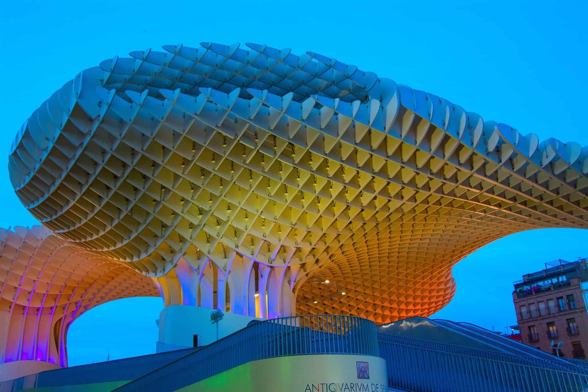 Best things to do in Seville see the Setas at night lit up