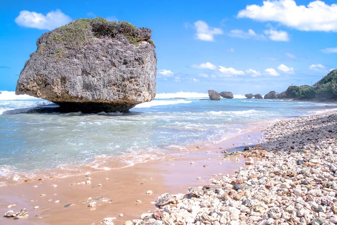 Huge rock on the beach in Barbados - Jamaica vs Barbados