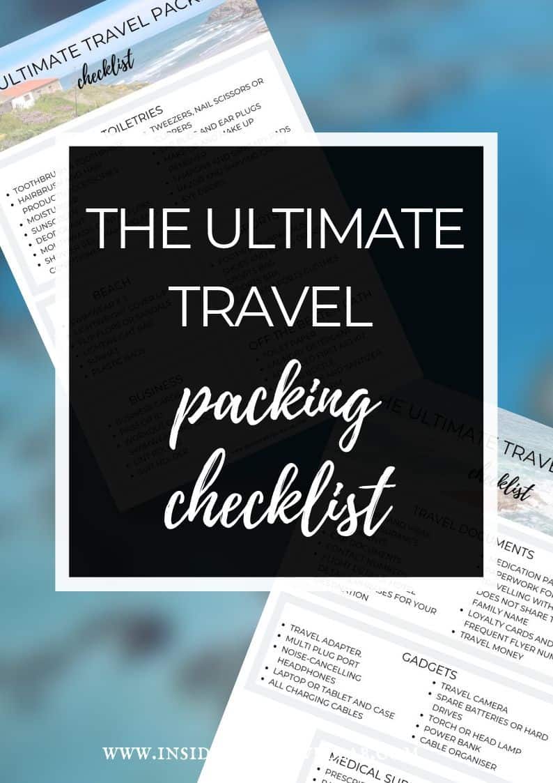 The Ultimate Travel Checklist and Packing List with downloadable free printable