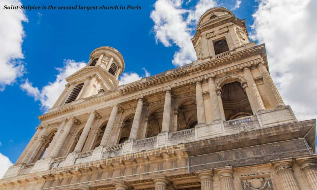 Église Saint Sulpice from below on a sunny day - hidden gems in Paris 