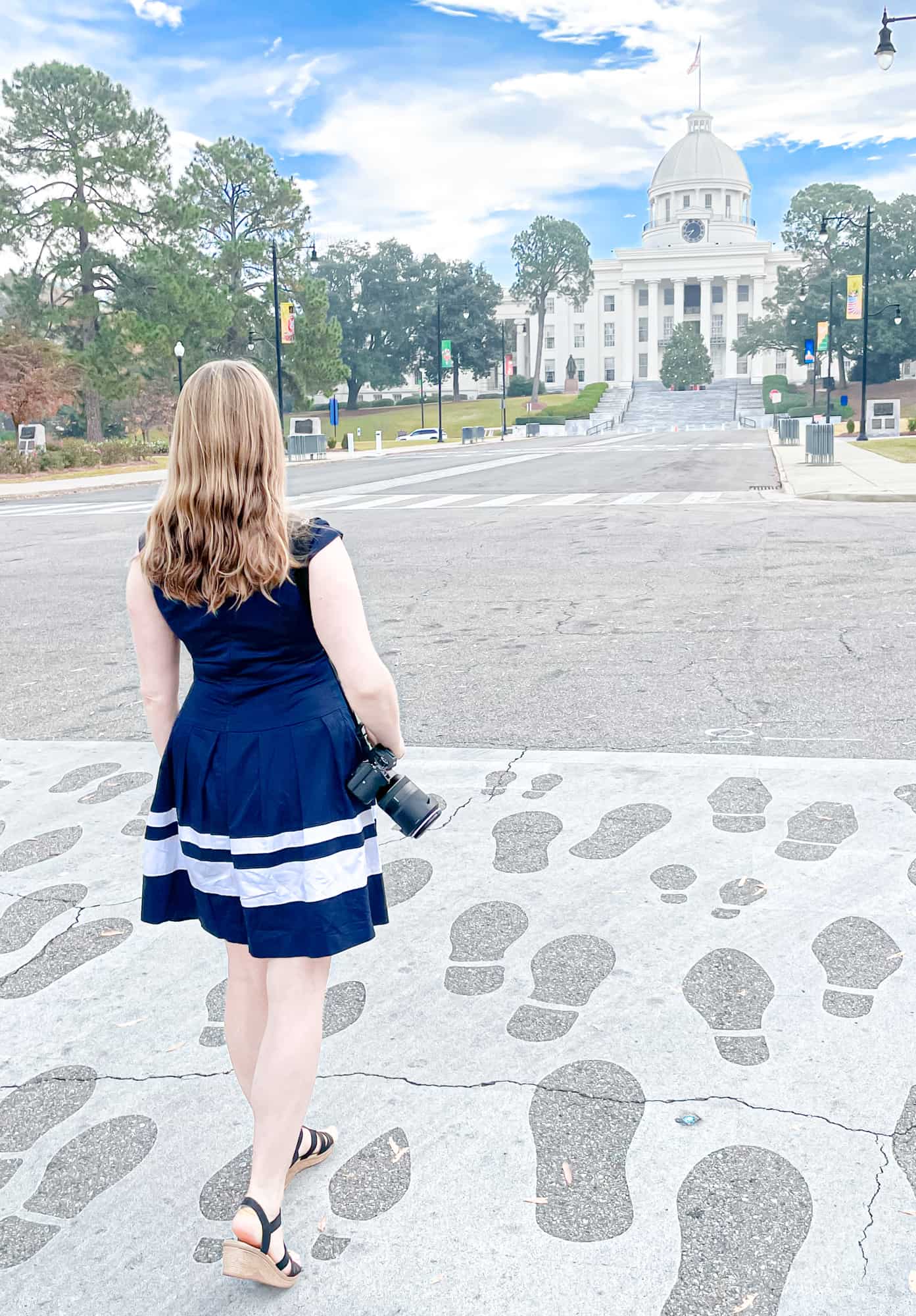 USA - Alabama - Montgomery - Footsteps approaching Capitol Building