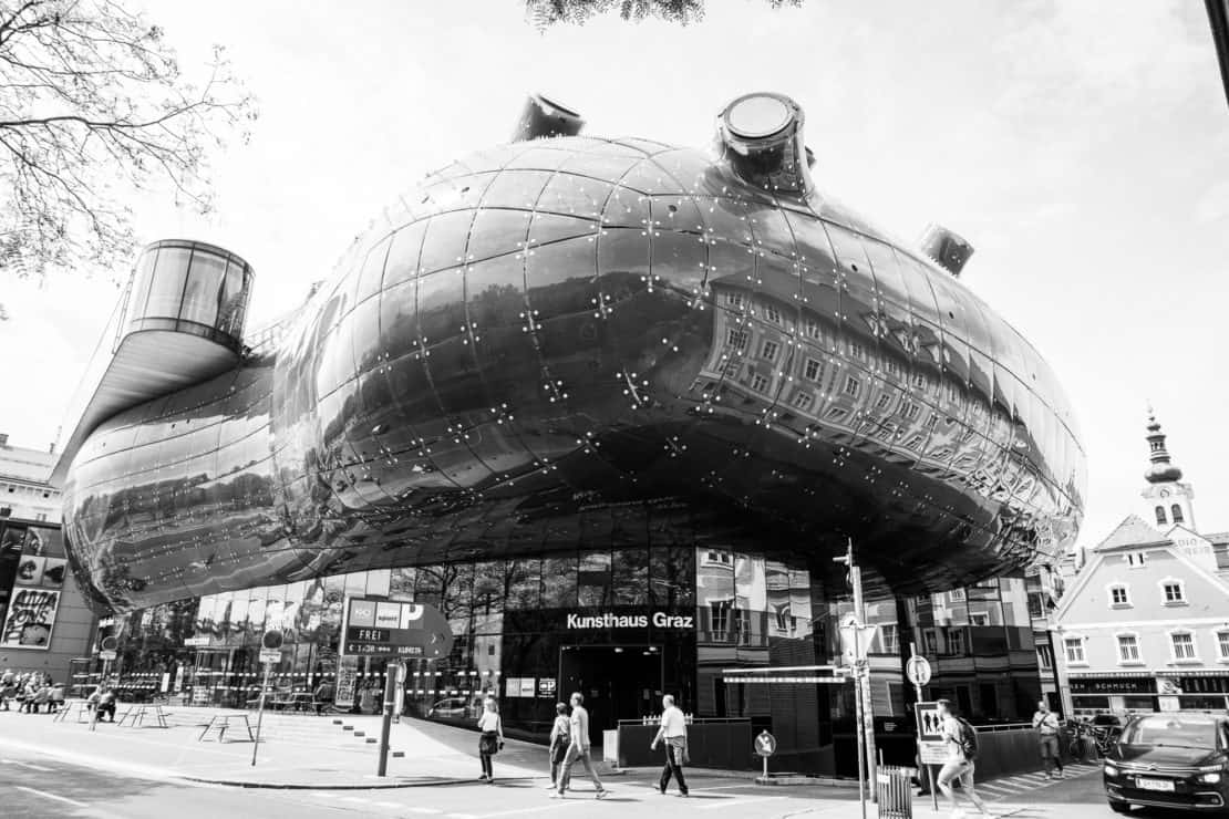 Austria - Graz - Friendly Alien Kunsthaus in Black and white