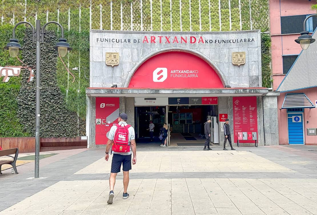 Man approaching Artxanda Funicular in Bilbao Spain