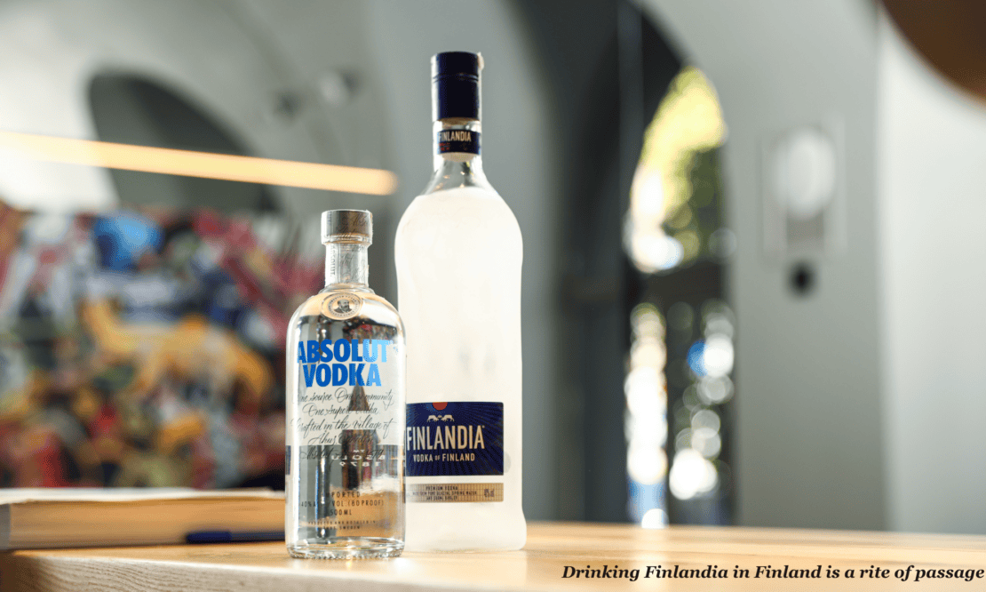 Bottles of Absolut and Finlandia vodka - the best Helsinki souvenirs 