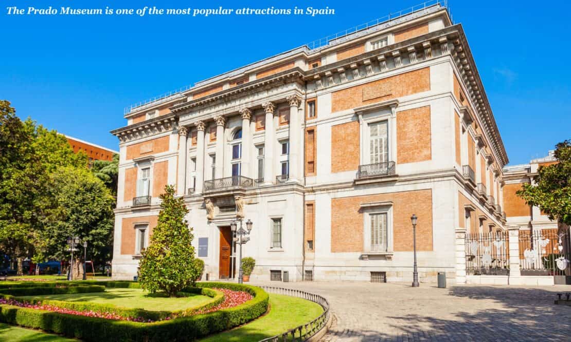 Front of the Prado Museum on a sunny day - best neighbourhoods to stay in Madrid