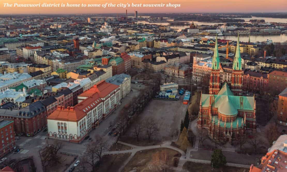 Punavuori district in Helsinki as seen from above 
