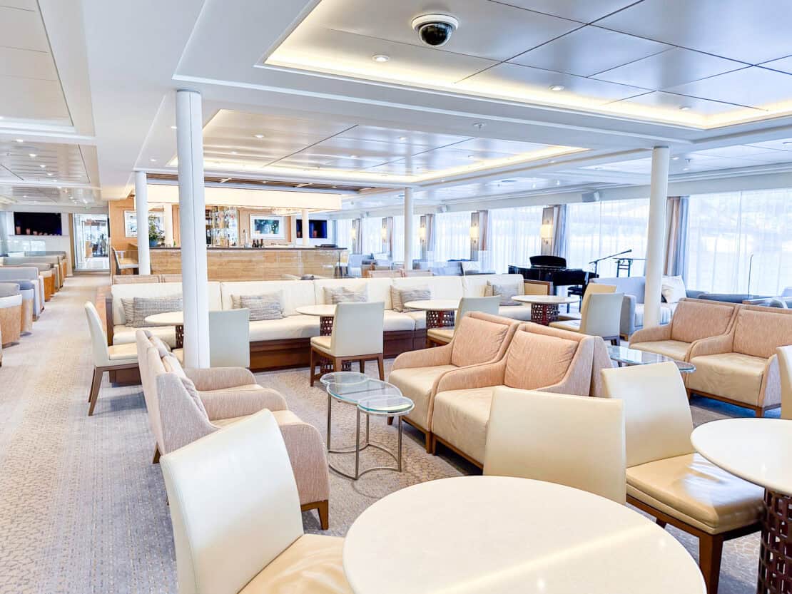 Empty lounge on the Viking Aegir river cruise boat - Viking Aegir review