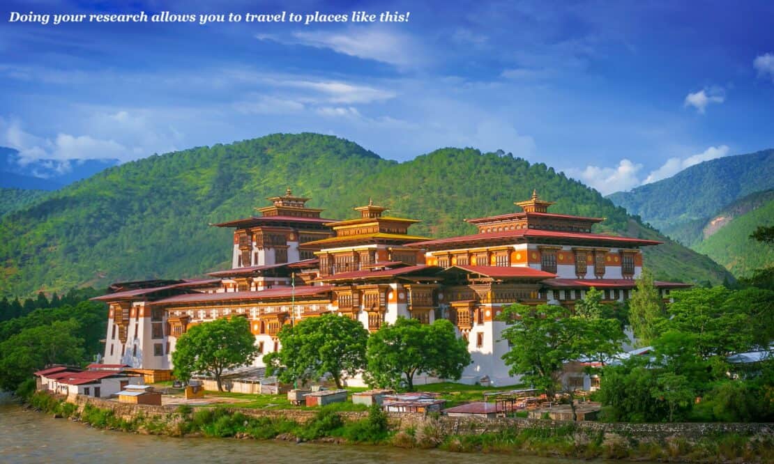 Temple on a sunny day in bhutan 