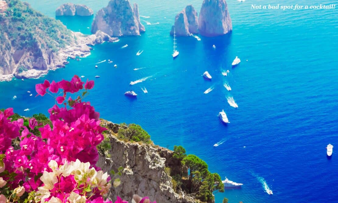 Aerial view of boats in the water near Capri, Italy - Capri's Most Scenic Cocktail Spots