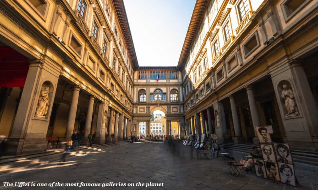 Courtyard of the Uffizi gallery in Florence, Italy - Florence or Milan 