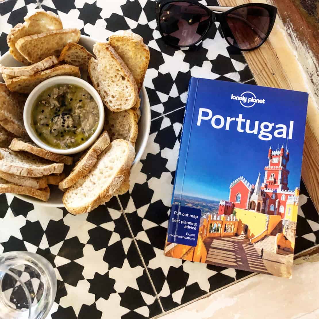 Lonely Planet Portugal book with bread