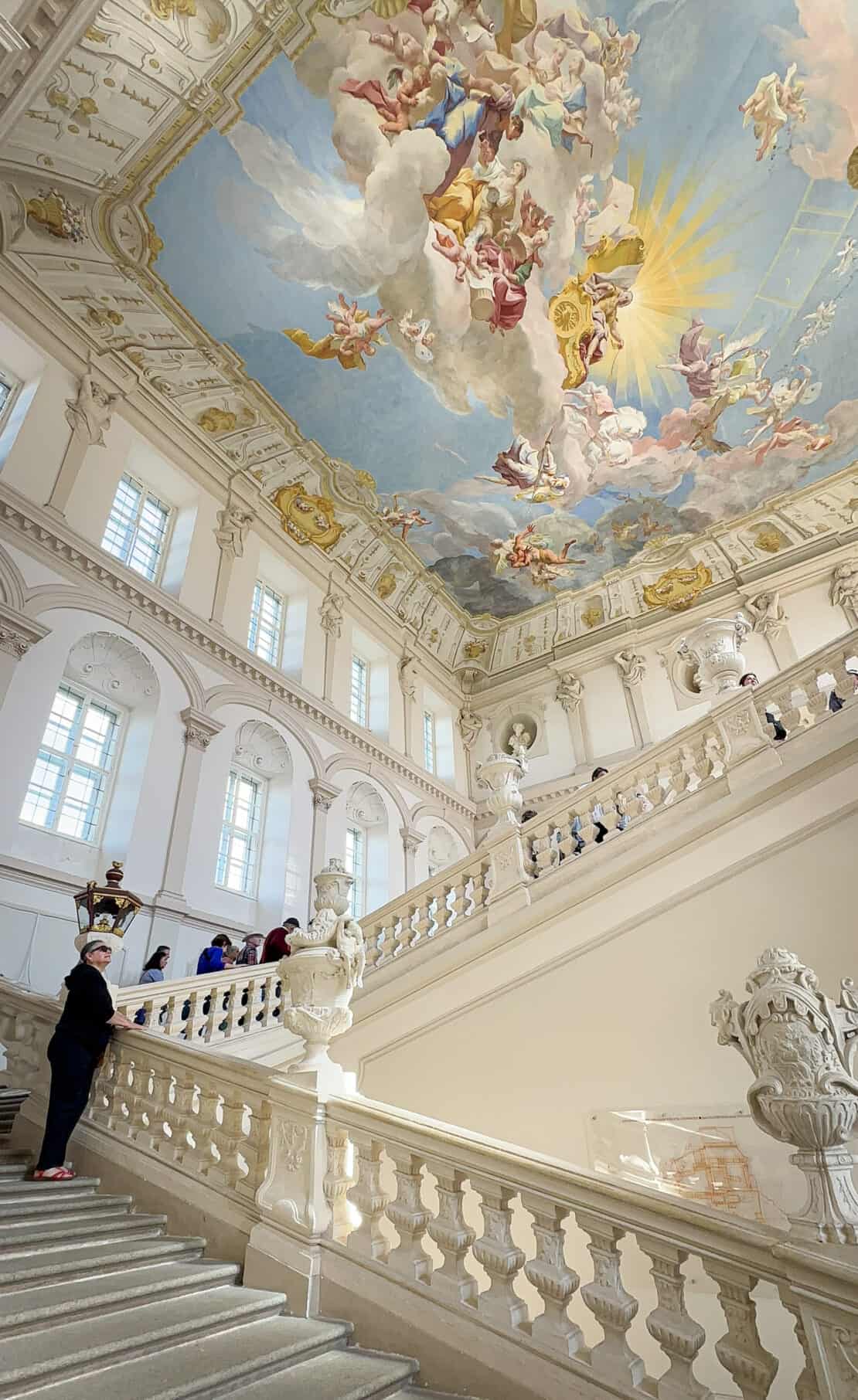 Fresco on ceiling by the staircase in Gottweig Abbey, Wachau Valley, Austria