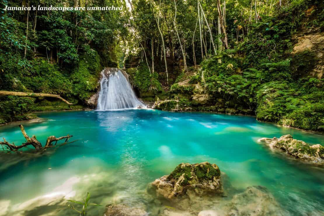 Waterfall at the blue hole in Jamaica - Jamaica vs Barbados 