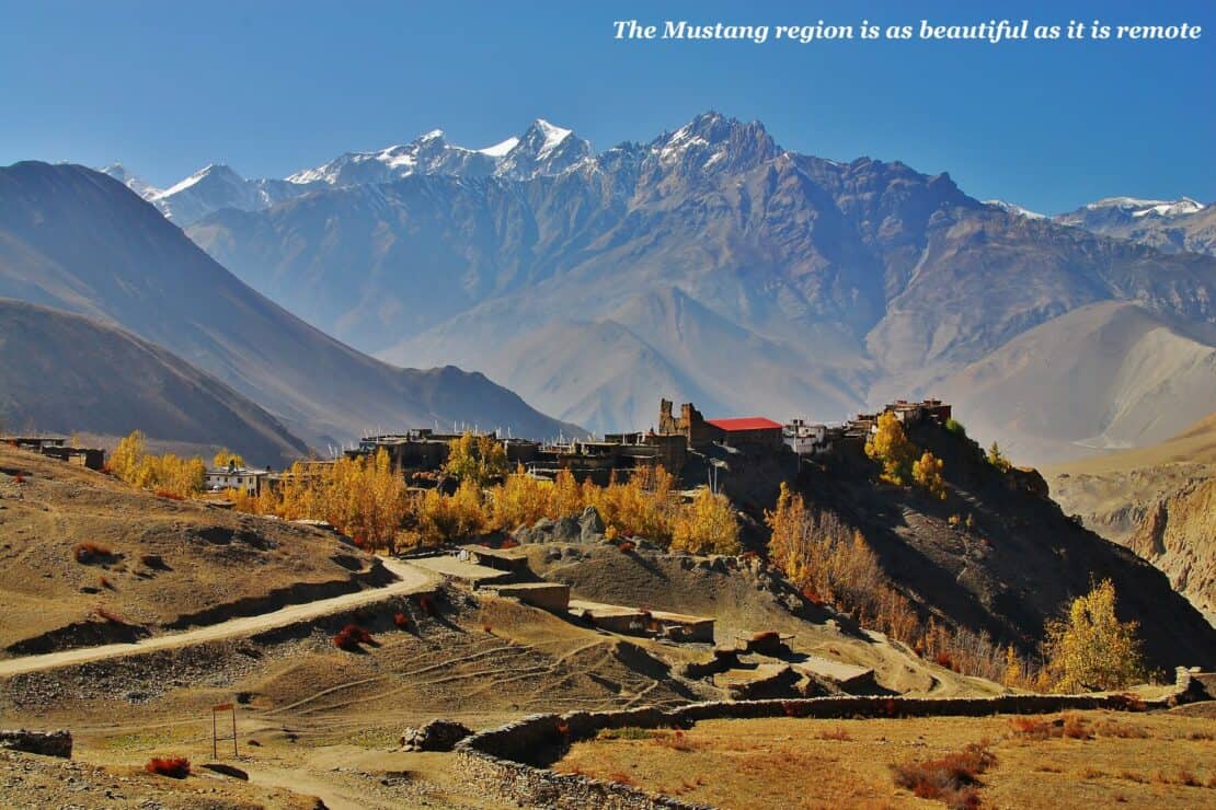 Mountains and settlement in the Mustang region of Nepal - Restricted Area Permits in Nepal