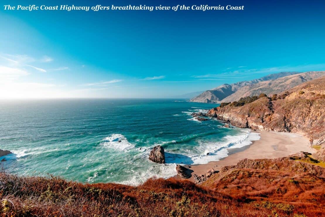 Looking out over the ocean along the Pacific Coast Highway, California USA - LA to Santa Barbara Road Trip